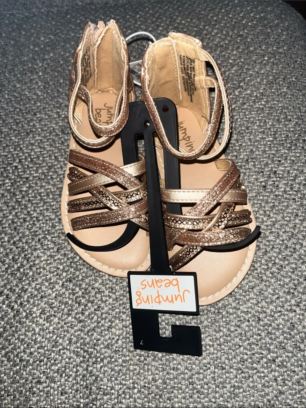 jumping beans Rose Gold Glitter Strappy Sandals for Toddlers